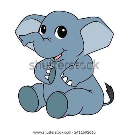 Vector Illustration of Baby Elephant Cartoon Art