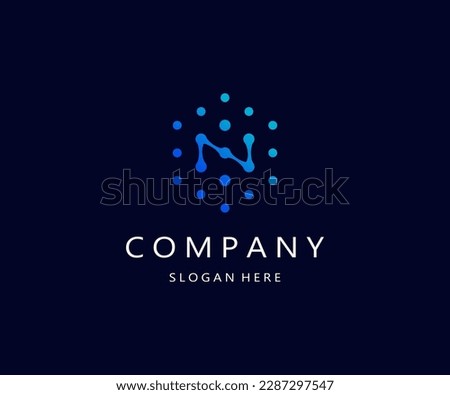 Hexagonal letter N logo, technology logo, connection logo 