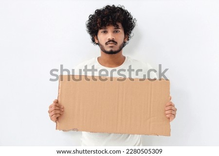 Similar – Image, Stock Photo A cardboard sign with the inscription