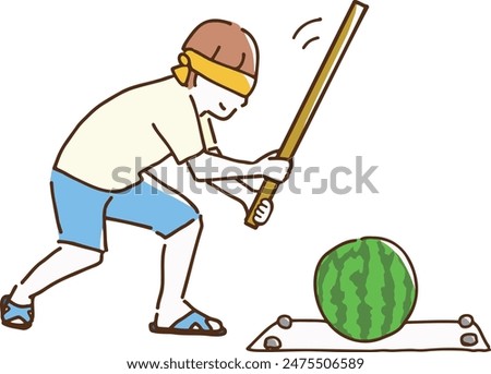 Clip art of young man playing with watermelon