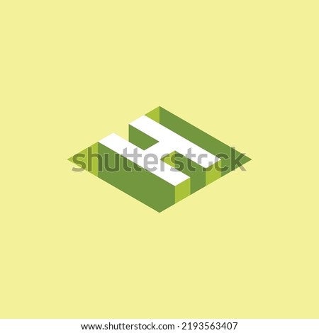 Letter H 3d Isometric logo icon Stock fotó © 