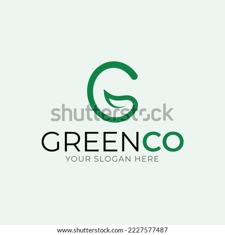letter g pure green logo  leaf logo - g logo  letter mark monogram eco friendly Photo stock © 