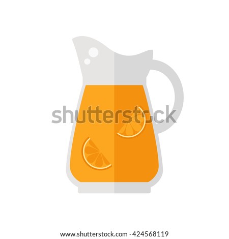 Juice jug icon. Orange juice jug isolated icon on white background. Healthy drink. Flat style vector illustration. 
