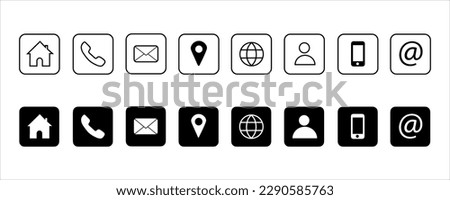 Contact information icons, vector for business card and website	