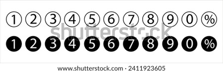 Numbers. Collection round and square number icons. Colorful Numbers with percentage. Numbers from 1 to 0 with percentage. Colorful isolated font in modern design