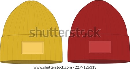 Beanie Hat tech pack vector template