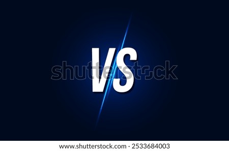 Versus vs screen banner for battle or comparison Versus blue glowing 3d vector text for games and opponents. team A versus Team B gaming UI design. lightning VS visual