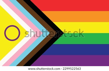 LGBTQIA2-S Inclusive Pride Flag.flag for lesbian, gay, bisexual, transgender, queer, intersex, asexual, and Two-Spirit communities.