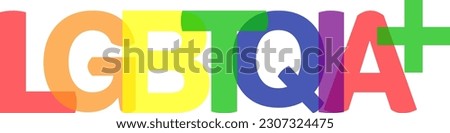 LGBTQIA+text Sign in pride colours