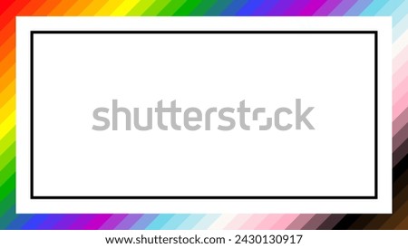 LGBTQ Pride Flag Frame. Square Frame Border with LGBTQ+ Pride Rainbow Flag Pattern 