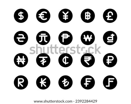Currency Icon Set Circular Style. Finance and Exchange Rate Icons Collection, Perfect for Websites, Landing Pages, Mobile Apps, and Presentations. Suitable for UI UX.