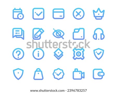 User Interface Icon Pack Gradient Outline Style. Material Icon Set Collection, Perfect for Websites, Landing Pages, Mobile Apps, and Presentations. Suitable for UI UX.