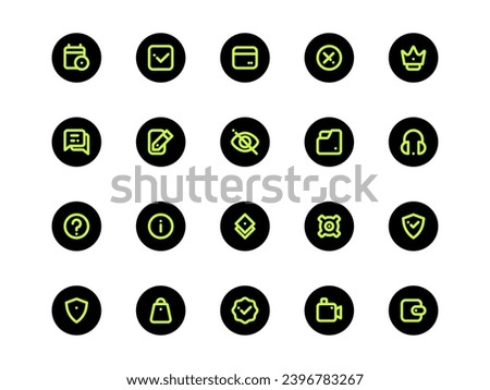 User Interface Icon Pack Circular Outline Style. Material Icon Set Collection, Perfect for Websites, Landing Pages, Mobile Apps, and Presentations. Suitable for UI UX.