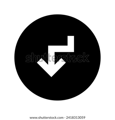 Down Direction Arrow Circular Black Icon