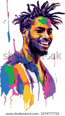 Happy Jamaican Man Oil Illustration Art