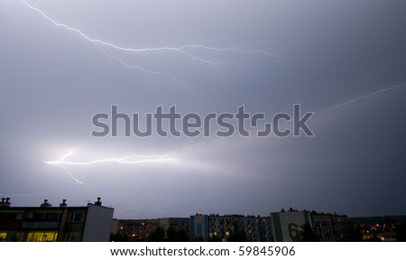 thunder flashes on sky at night