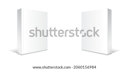 Blank white standing softcover thick book or magazine 2 views mockup template. Isolated on white background with shadow. Ready to use for your business. Vector illustration. Photo stock © 