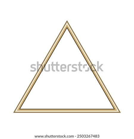 Triangle gold frame. Isolated luxury triangle golden border. Gold triangle frame mockup design element. Vector illustration.