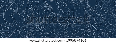 Stylized topographic contour map. Geographic line mountain relief. Abstract lines or wavy backdrop background. Cartography, topology, or terrain path concept. Vector illustration with editable stroke Imagine de stoc © 