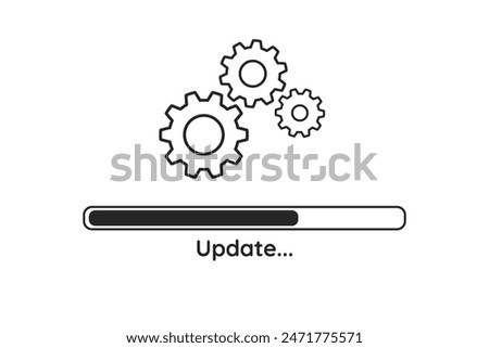 Simple flat black icon or banner representing the update, upgrade, and loading system process. Represents application upgrading progress for web and graphic design. Vector illustration