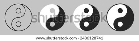 Yin Yang symbol of balance and harmony. Yin-Yang set of flat simple vector icons collection for web and apps