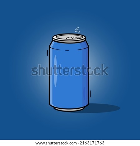 blue can with bubbles on blue background