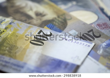 Close up Swiss banknote  200 Swiss franc