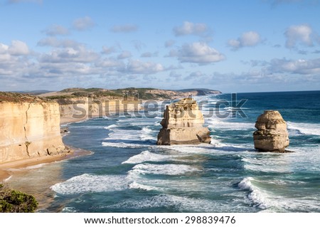 Twelve Apostles with blue sky, Great Ocean Rd, Australia