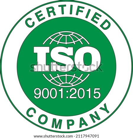 Certified Company Certificate ISO 9001:2015 Green Illustration Vector badge