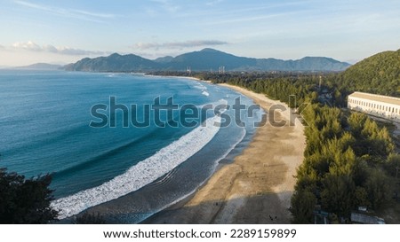 Similar – Image, Stock Photo Breathtaking scenery of sea shore in Santorini