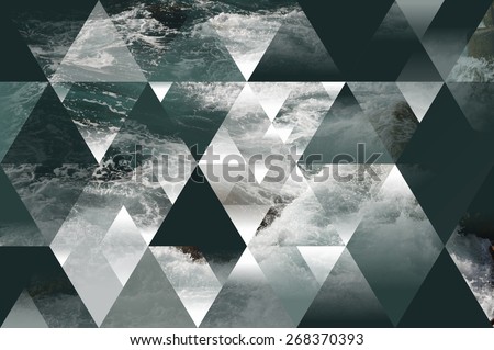 abstract sea geometric background with triangles, water waves