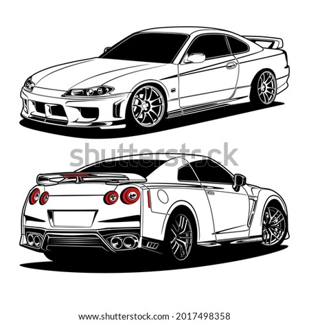 Stylized illustration of a Japanese sports car. Raster copy of vector file.
