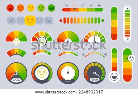 Customer satisfaction measurement scale. An indicator of a person joy or displeasure. Vector illustration