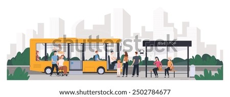 Similar – Image, Stock Photo Bus stop in landscape format