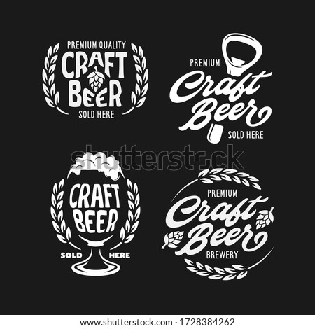 Craft beer emblems set. Beer related design elements for prints, posters, advertising logo templates. Vector vintage illustration. ストックフォト © 