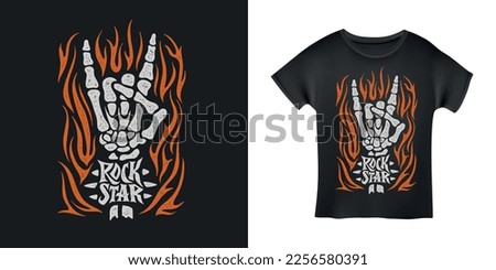 Rockstar word t-shirt design typography. Creative hand drawn lettering art. Rock related text. Vector vintage illustration.