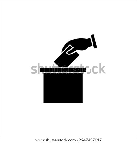 Hand voting ballot box icon, Election Vote concept, Simple line design for web site, logo, app, UI, Vector illustration on white background