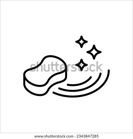 Cleaning sponge linear icon. Kitchen sponge. Thin line illustration on white background. Surface wiping, disinfection.