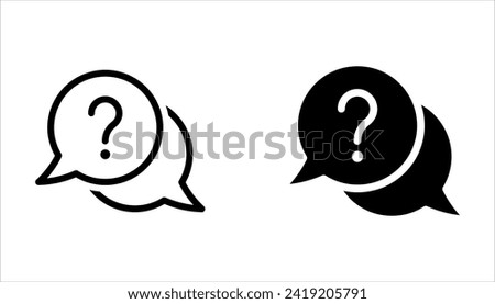 Question mark icon set. Bubble question icon, FAQ questions symbol on a white background.