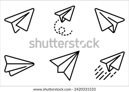 Set of airplane paper Related Vector Line Icons on white background