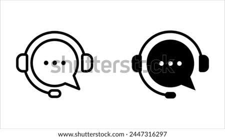 Support service with headphones. Customer Support Icon set on white background