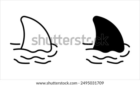 shark fin icon set, logo sign vector outline on white background