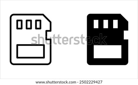 Memory Card Icon set, Micro Sd Card Icon on white background