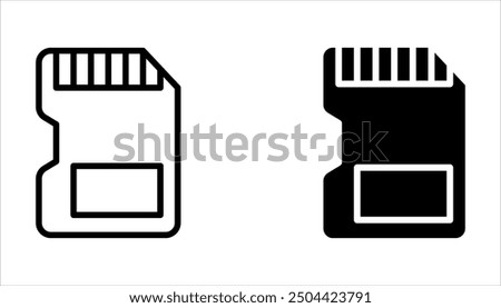 Memory Card Icon set, Micro Sd Card Icon on white background