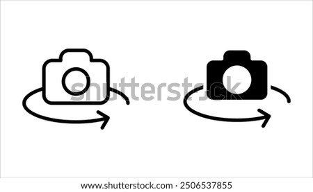 Camera rotation icon set, Switch from front to back camera icon on white background