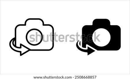 Camera rotation icon set, Switch from front to back camera icon on white background