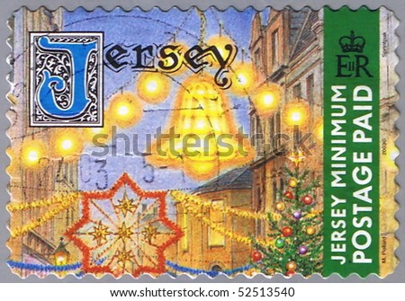 JERSEY - CIRCA 2002: A stamp printed in Jersey shows street decorations, series is dedicated to Christmas, circa 2002