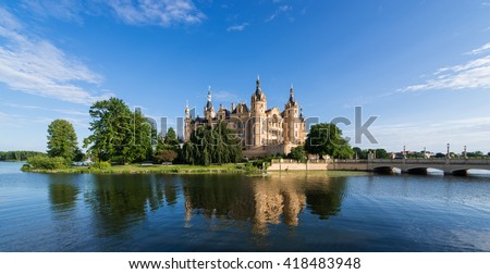 Image, Stock Photo Schwerin lake with castle on a summer day.