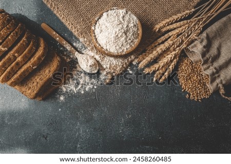 Similar – Image, Stock Photo Top view of whole green beans in a geometric pattern on dark background