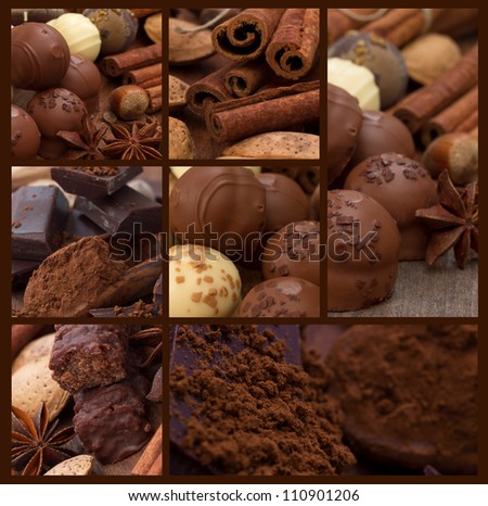 chocolate collage - stock photo